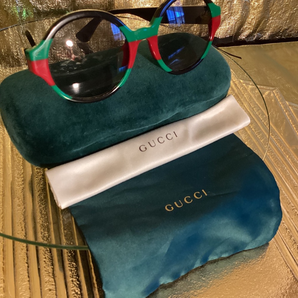 Gucci round green and red sunglasses